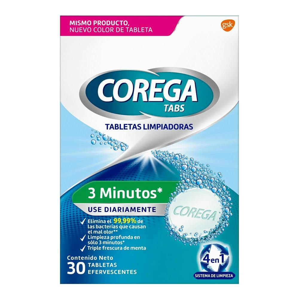 Corega 3 Minutos 30 Tabletas Efervescentes