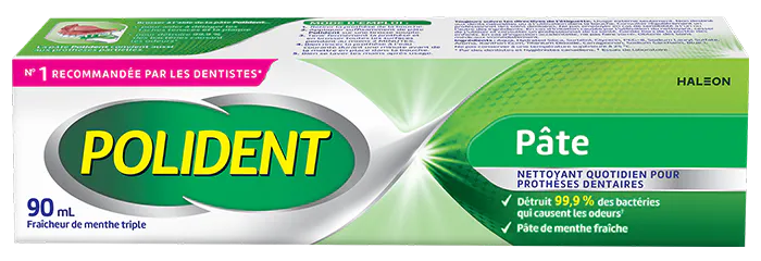 Tube de 90 ml Pâte Nettoyant quotidien Polident Fraîcheur de menthe triple