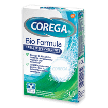 COREGA® Bio Formula  - tablete efervescente cu efect  antibacterian de curăţare a protezei dentare