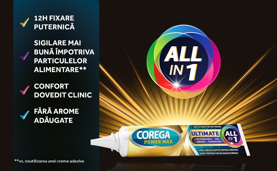 Beneficiile cremei adezive Corega Ultimate All in 1