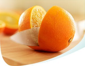 Acidic Orange cut into two halves