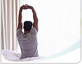 Man doing morning stretches