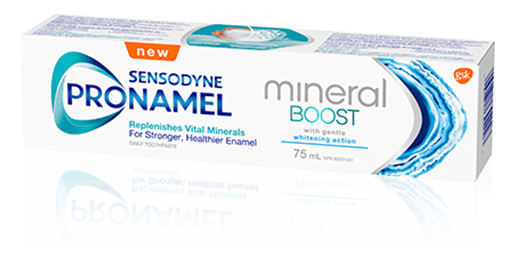 A box of Pronamel® Mineral Boost Gentle Whitening Action