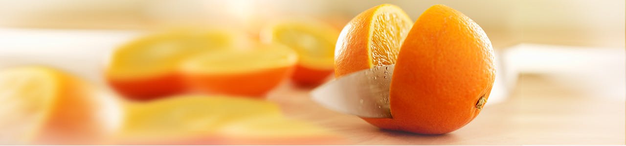 Sliced acidic oranges