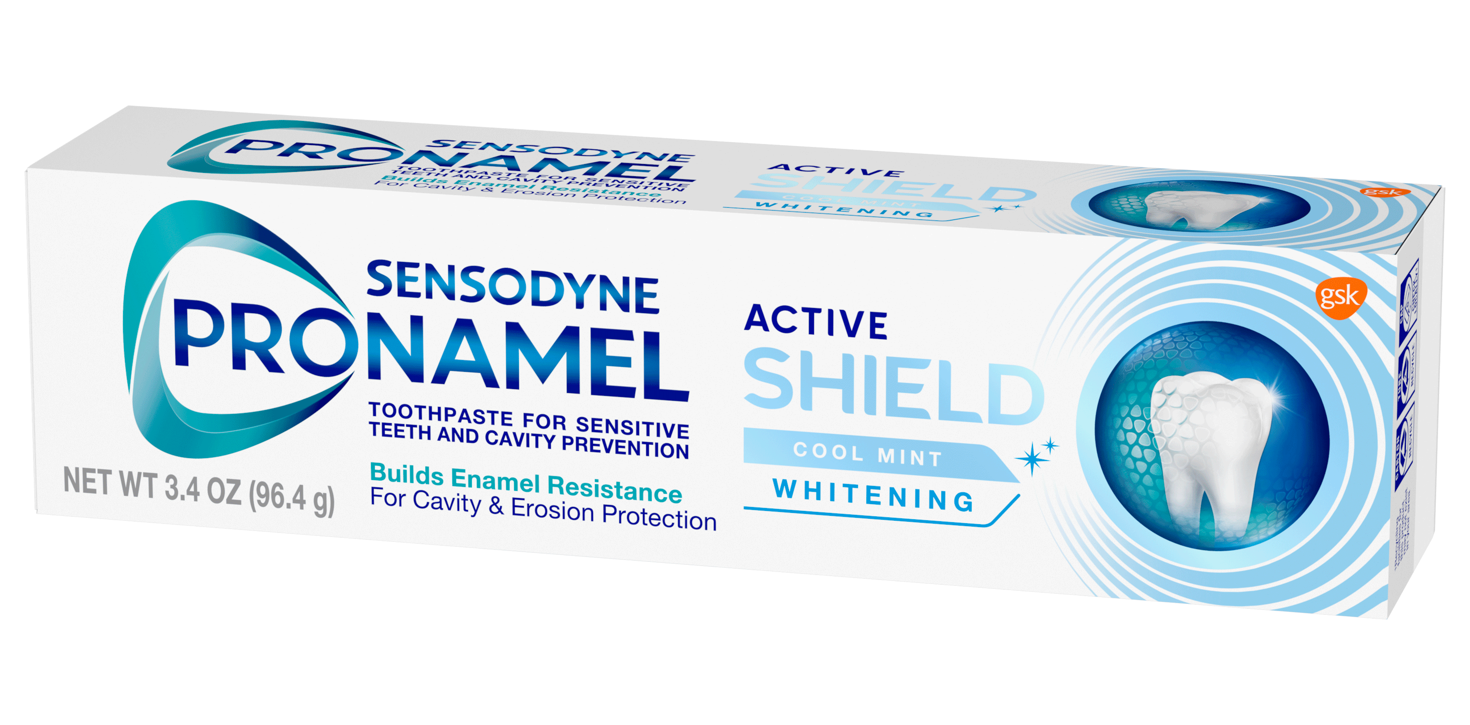 Box of Sensodyne Pronamel Active Shield Whitening Toothpaste