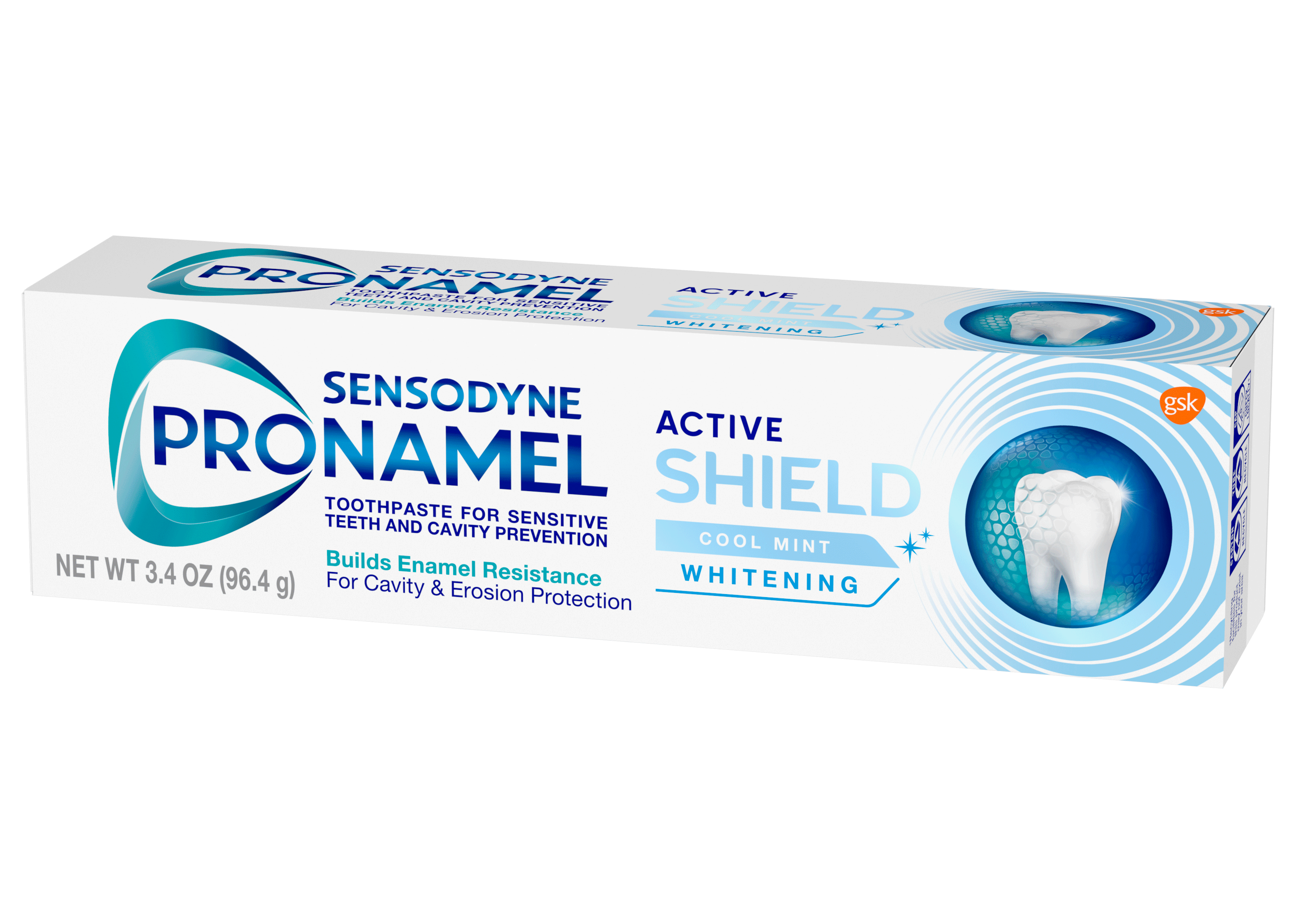 Box of Sensodyne Pronamel Active Shield Whitening Toothpaste