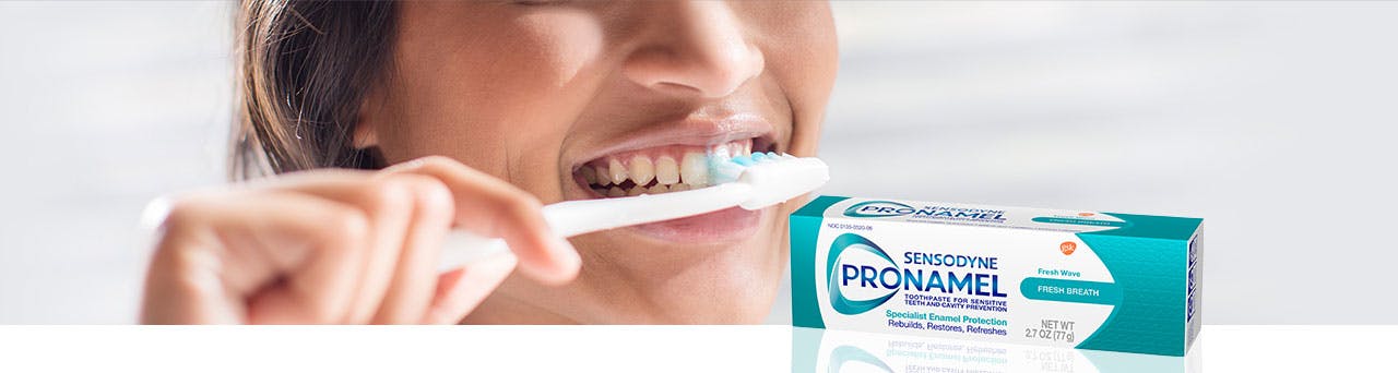 Brushing Teeth with Pronamel Toothpaste Header