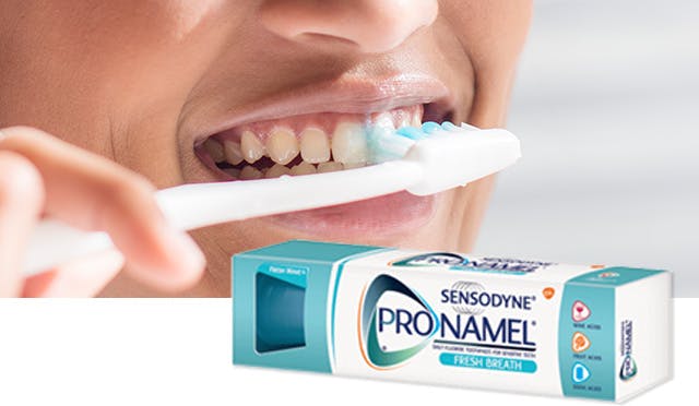 Brushing Teeth with Pronamel Toothpaste Header Mobile