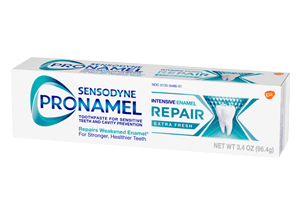 Box of Sensodyne Pronamel Intensive Enamel Repair toothpaste in Extra Fresh