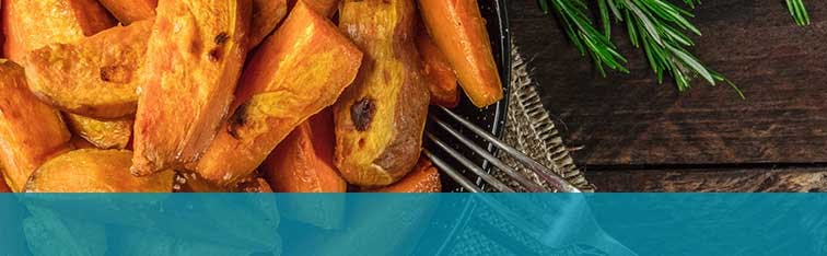 Healthy Diet with Baked Sweet Potatoes