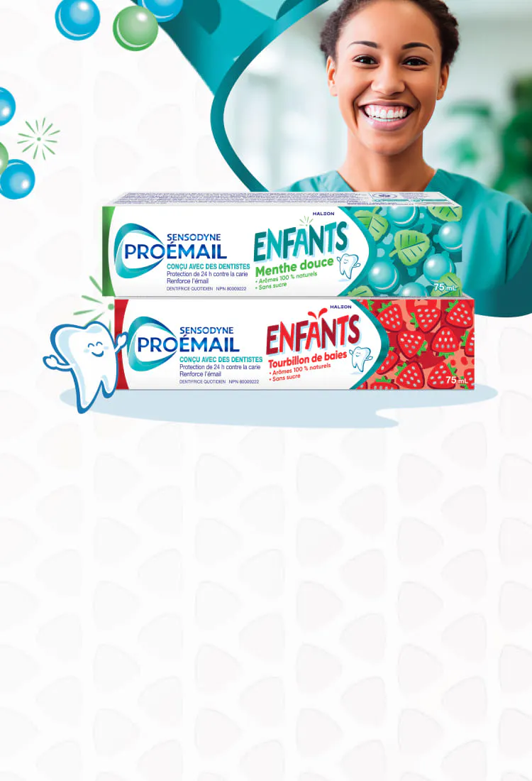 Bannière du dentifrice Proémail Enfants Menthe douce et Tourbillons de baies