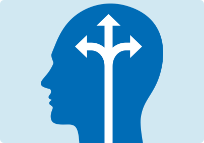 Illustration of 3 arrows moving upward inside a person’s head and through the brain Illustration of 3 arrows moving upward inside a person’s head and through the brain