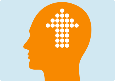 Illustration of a large arrow inside a brain indicating that the number of nicotine receptors increases with prolonged smoking Illustration of a large arrow inside a brain indicating that the number of nicotine receptors increases with prolonged smoking