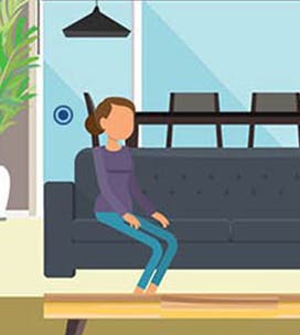 Illustration of a woman sitting on her couch