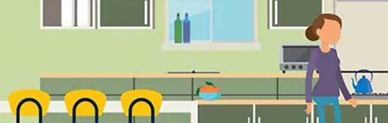 Illustration of a woman in her kitchen Illustration of a woman in her kitchen
