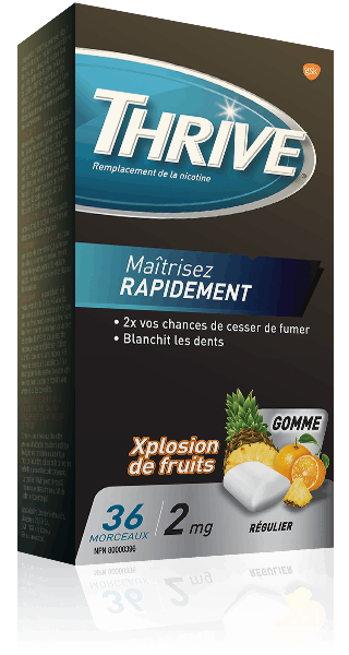 Gommes THRIVE Xplosion de fruits force régulière à 2 mg