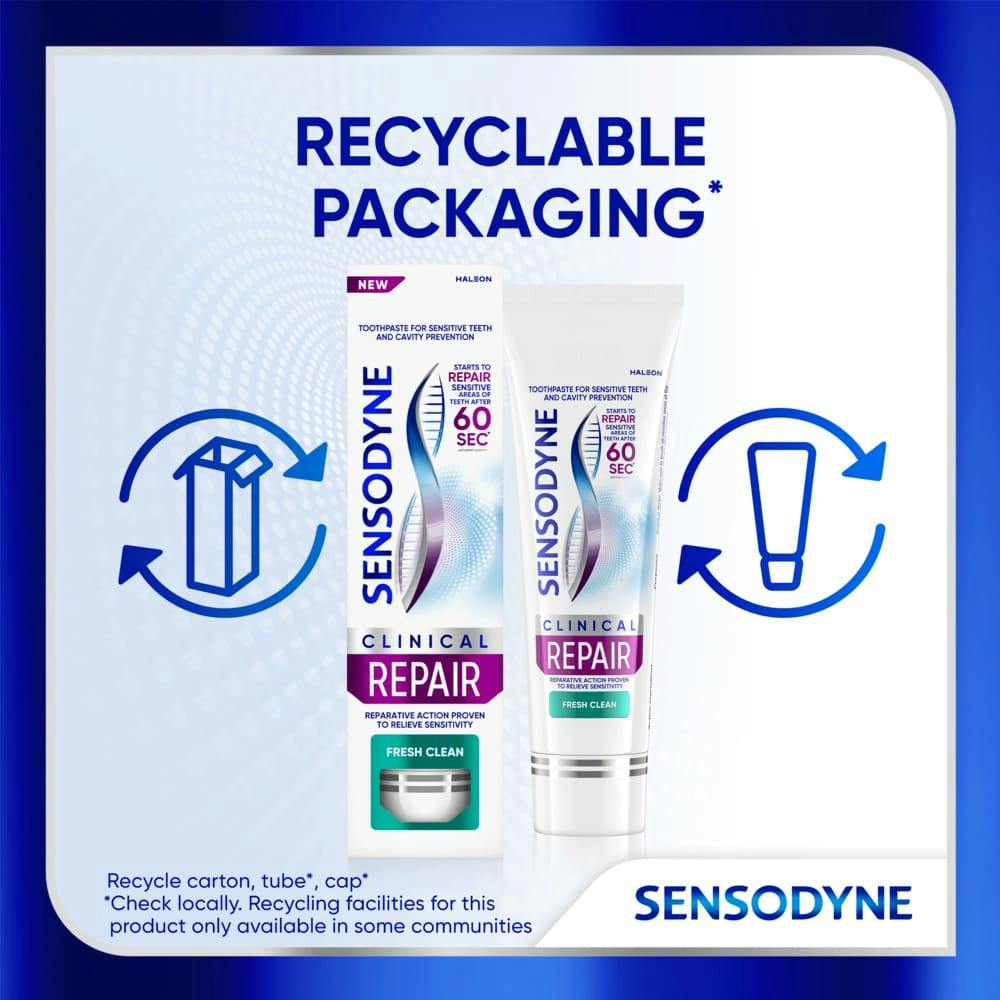 Sensodyne Clinical Repair Fresh Clean Recyclable Packaging