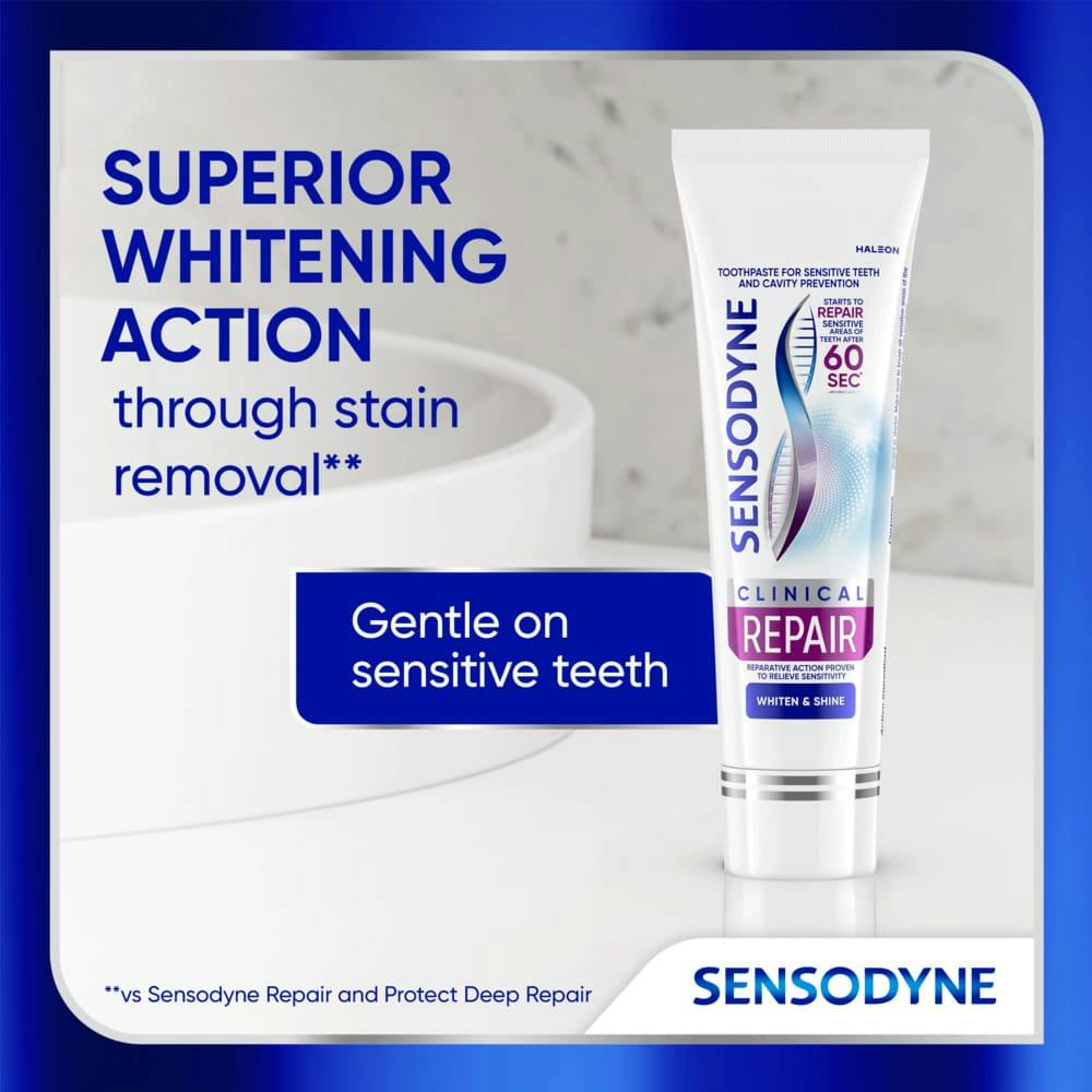 Sensodyne Clinical Repair Whiten & Shine Superior Whitening Action