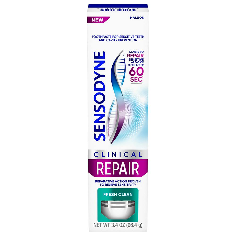 Packshot of Sensodyne Clinical Repair Fresh Clean Toothpaste