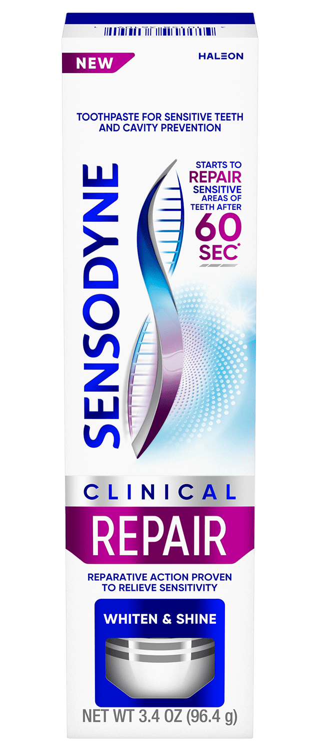 Packshot of Sensodyne Clinical Repair Whiten & Shine Toothpaste