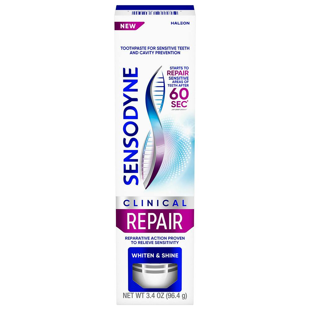Packshot of Sensodyne Clinical Repair Whiten & Shine Toothpaste