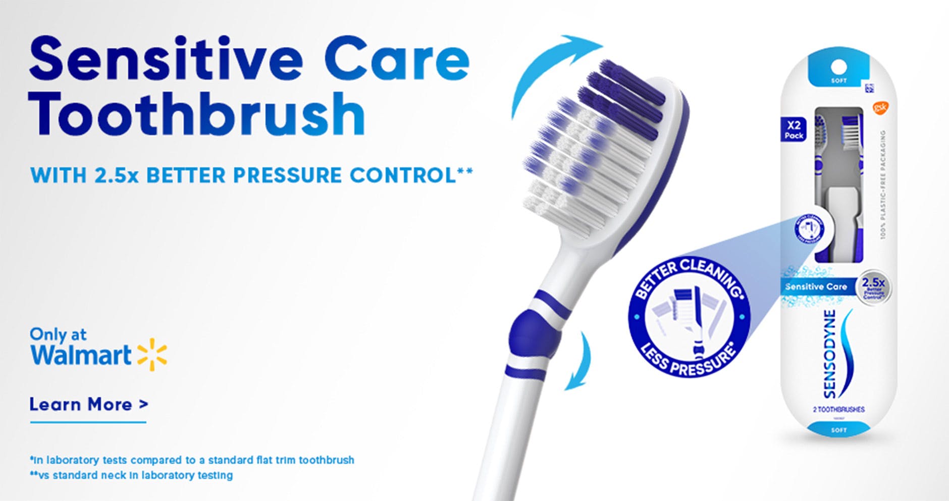 Sensodyne Sensitive Care Toothbrush close-up shot and packaging