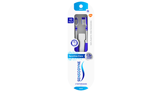 Sensodyne Sensitive Care toothbrush close-up of packaging