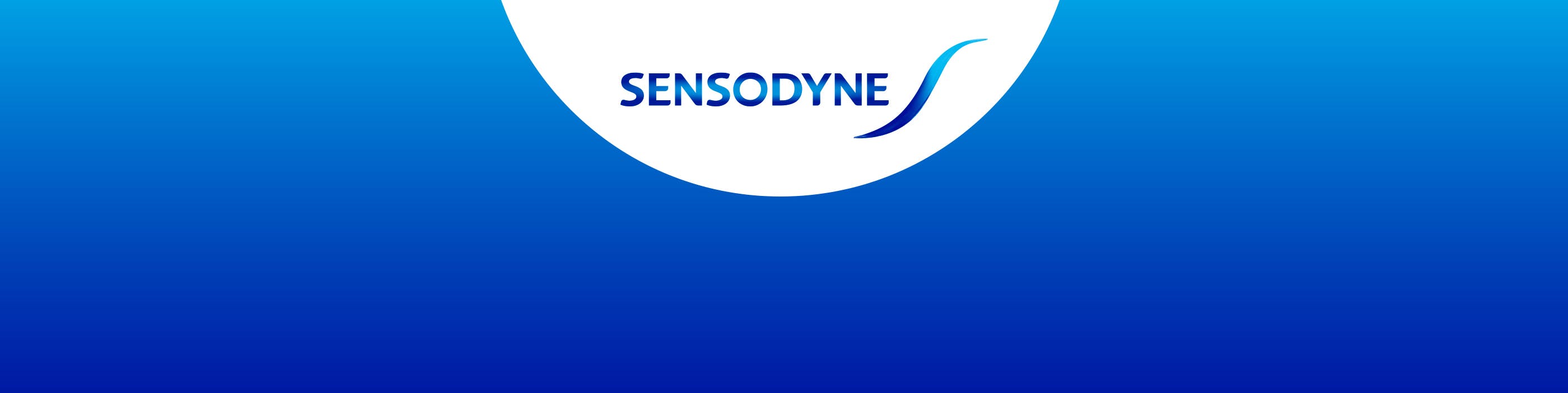 Sensodyne logo on a blue gradient background