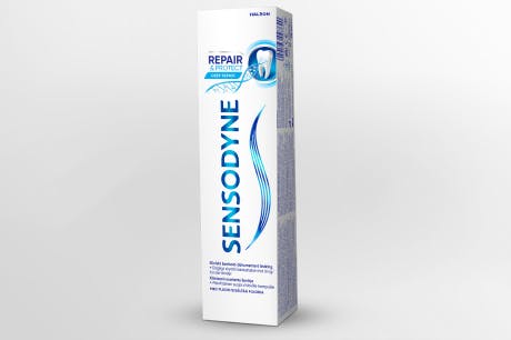 Sensodyne Repair and Protect whitening tandpasta og tube