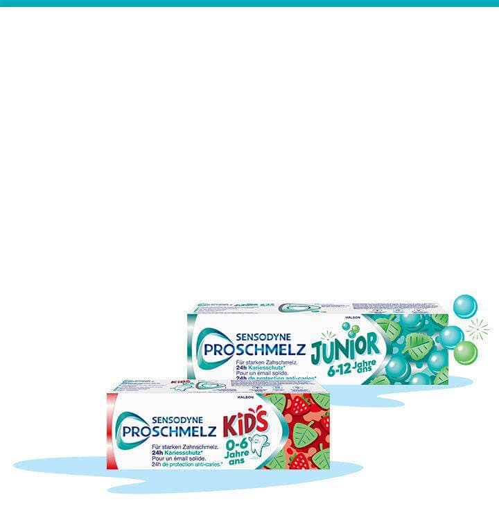 Abbildung ProSchmelz Kids und Junior Zahnpasten