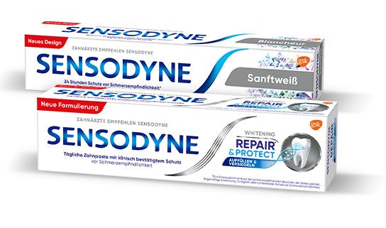 Sensodyne Extra Whitening and Sensodyne Rapid Relief toothpastes