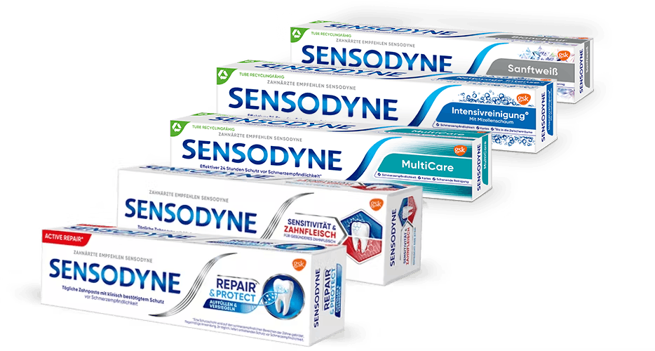 Variety of Sensodyne Toothpaste products for tooth sensitivity