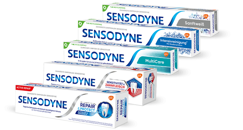 Variety of Sensodyne Toothpaste products for tooth sensitivity