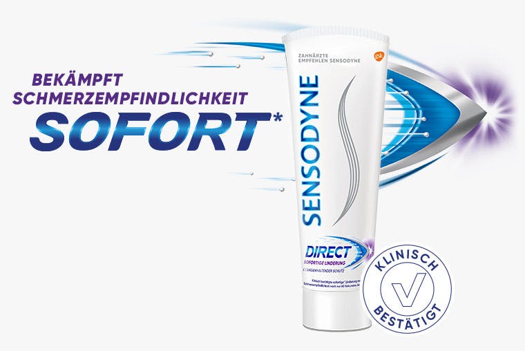 Sensodyne Direct und Text "Klinisch bestätigt" Sensodyne Direct und Text "Klinisch bestätigt"
