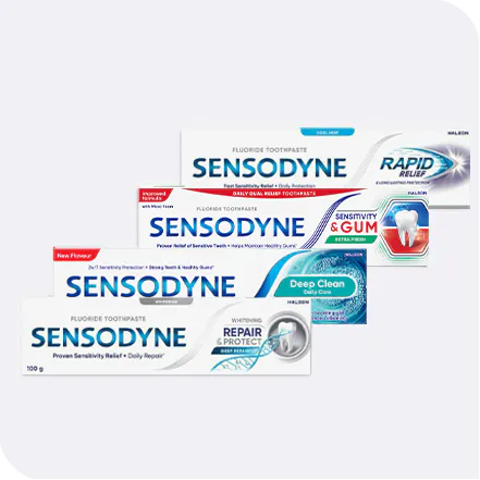 Variety of Sensodyne Toothpaste products for tooth sensitivity