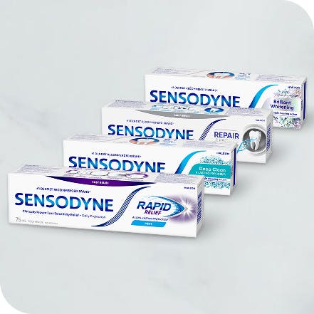 Variety of Sensodyne Toothpaste products for tooth sensitivity