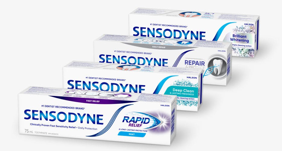 Variety of Sensodyne Toothpaste products for tooth sensitivity