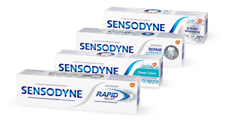 Variety of Sensodyne Toothpaste products for tooth sensitivity