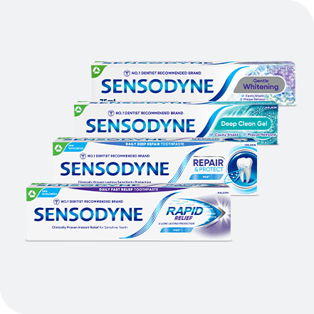 Variety of Sensodyne Toothpaste products for tooth sensitivity