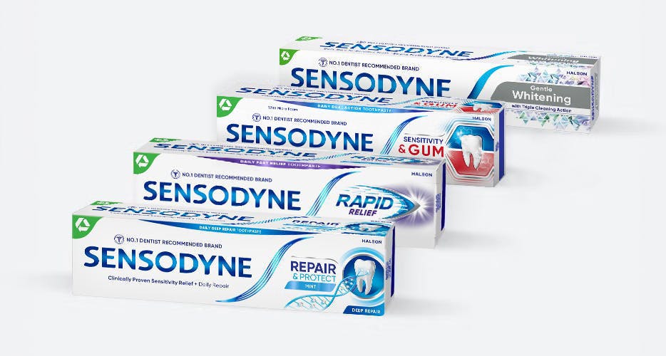 Variety of Sensodyne Toothpaste products for tooth sensitivity