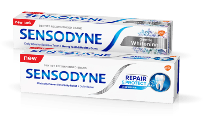 Sensodyne Extra Whitening and Sensodyne Repair toothpaste products