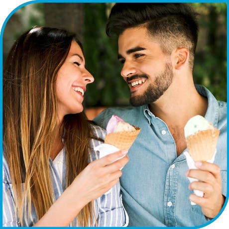 Couple eating ice cream