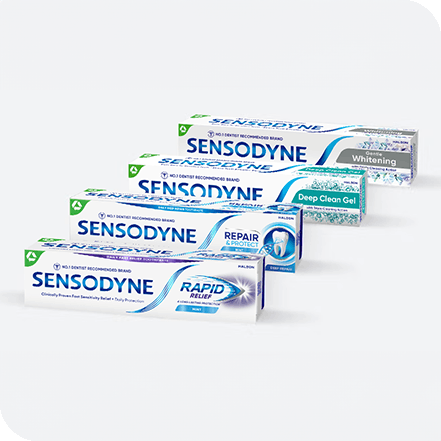 Variety of Sensodyne Toothpaste products for tooth sensitivity