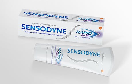 Sensodyne Rapid Relief toothpaste pack and tube