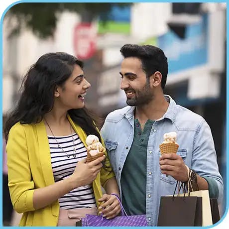 Couple eating ice cream