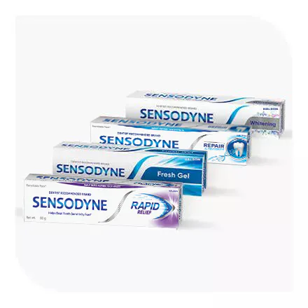 Variety of Sensodyne Toothpaste products for tooth sensitivity