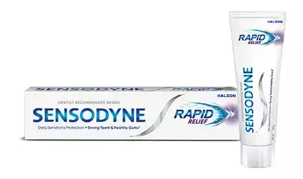 Sensodyne Rapid Relief toothpaste pack and tube