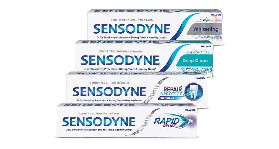 Variety of Sensodyne Toothpaste products for tooth sensitivity