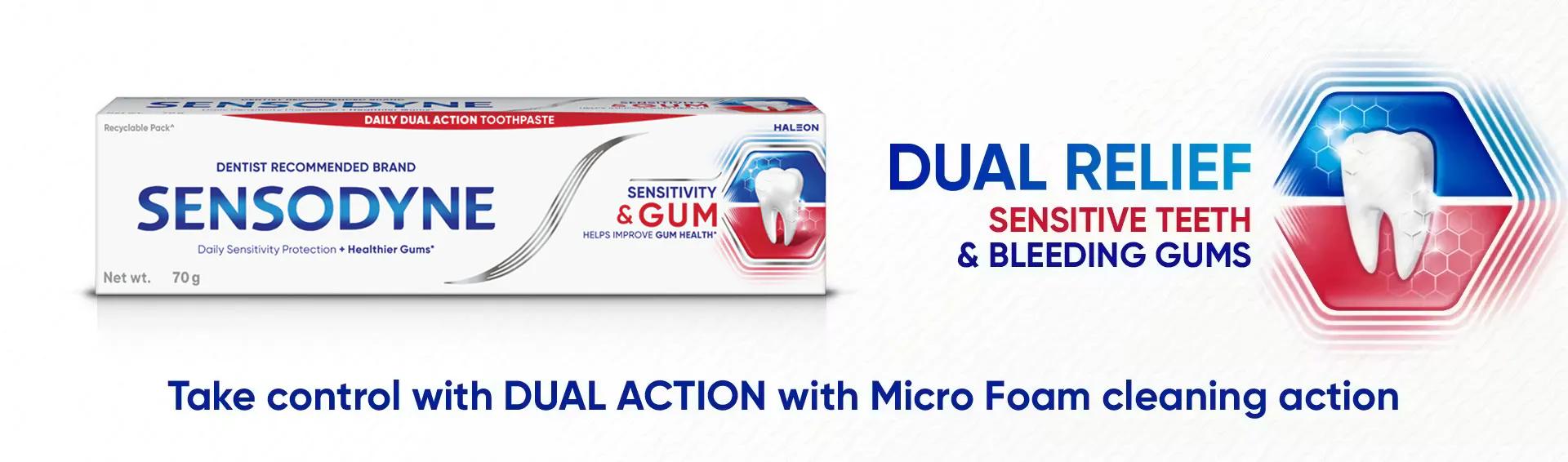 Dual relief from sensitive teeth banner desktop