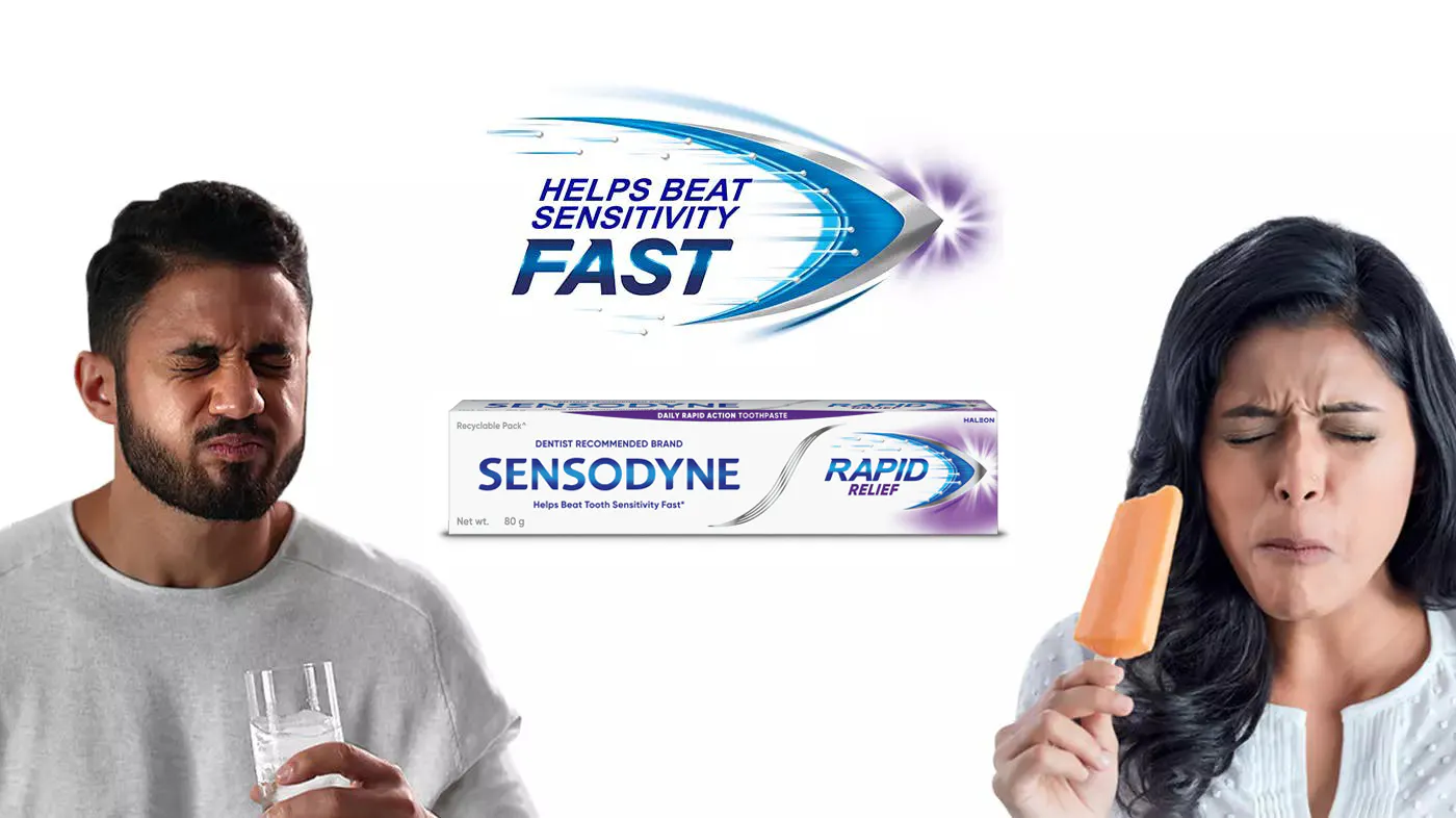 Adults showing pain from sensitive teeth